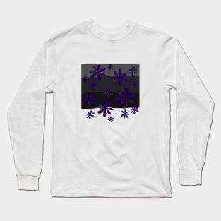 A Cascade of Gothic Daisies - Hand Drawn Design in a Lighter Shade of Dark Long Sleeve T-Shirt